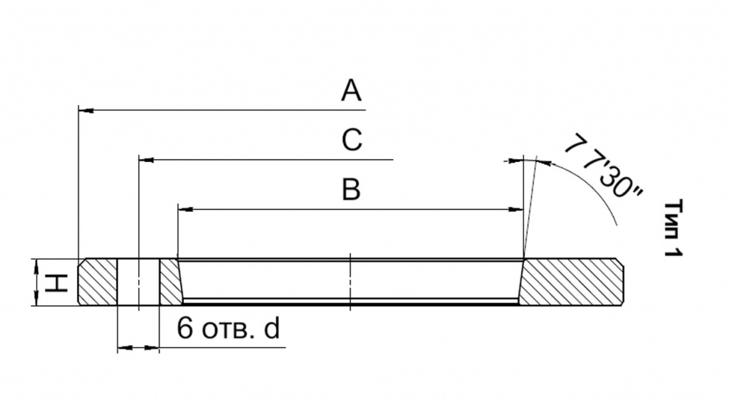Переходные фланцы ГОСТ 12595 (ISO 702-1; DIN 55026)