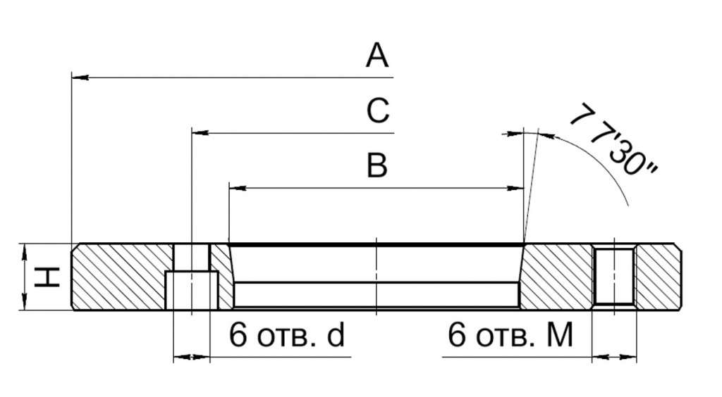 Переходные фланцы ГОСТ 12595 (ISO 702-1; DIN 55026)B Переходные фланцы ГОСТ 12595 (ISO 702-1; DIN 55026)B
